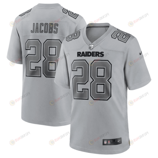 Josh Jacobs 28 Las Vegas Raiders Men Atmosphere Fashion Game Jersey - Gray
