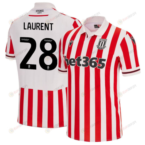 Josh Laurent 28 Stoke City FC 2023/24 Home Men Jersey - White Red