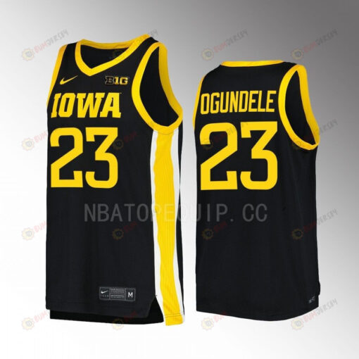 Josh Ogundele 23 Iowa Hawkeyes Uniform Jersey 2022-23 College Basketball Black