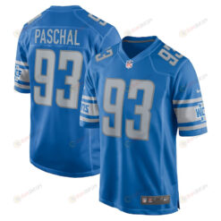 Josh Paschal 93 Detroit Lions Player Game Jersey - Blue