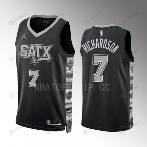 Josh Richardson 2022-23 San Antonio Spurs Black 7 Statement Edition Jersey