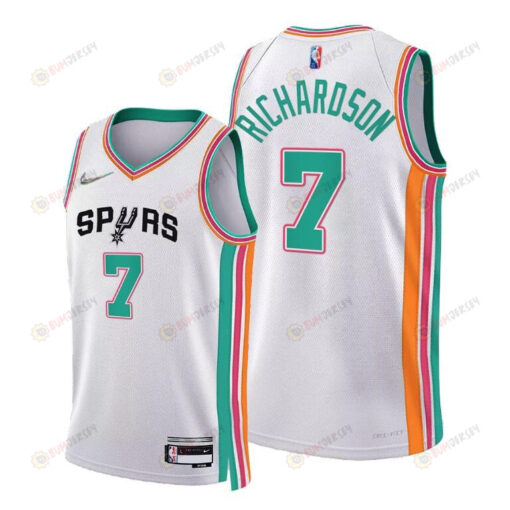 Josh Richardson Spurs 2022 City Edition White 7 Jersey 75th Diamond Badge - Men Jersey