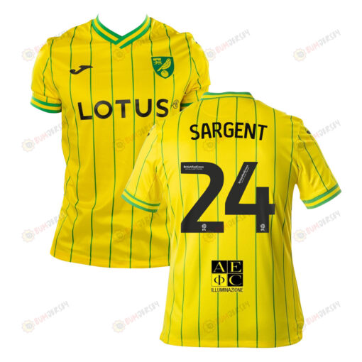 Josh Sargent 24 Norwich City 2022-23 Home Jersey - Yellow