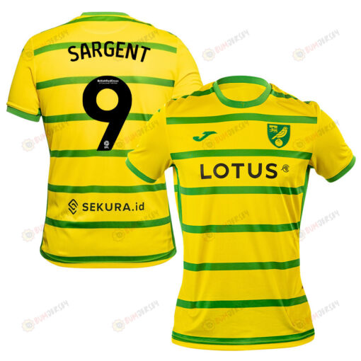 Josh Sargent 9 Norwich City 2023/24 Home Men Jersey - Yellow