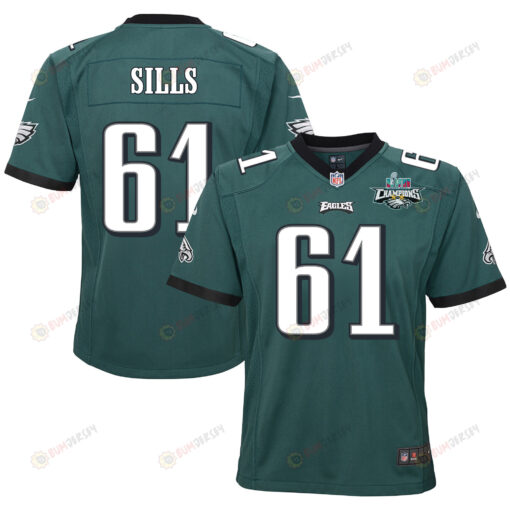 Josh Sills 61 Philadelphia Eagles Super Bowl LVII Champions 2 Stars 2 Stars Youth Jersey - Black