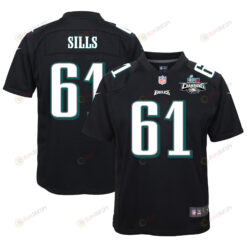 Josh Sills 61 Philadelphia Eagles Super Bowl LVII Champions 2 Stars Youth Jersey - Black