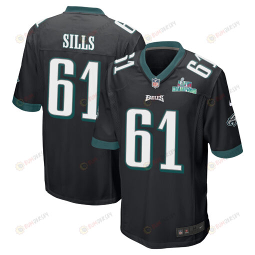 Josh Sills 61 Philadelphia Eagles Super Bowl LVII Champions Men's Jersey - Black