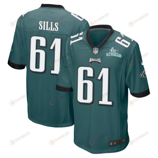 Josh Sills 61 Philadelphia Eagles Super Bowl LVII Champions Men's Jersey - Midnight Green