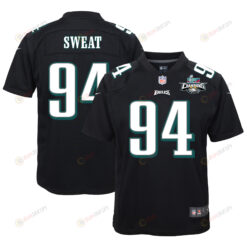 Josh Sweat 94 Philadelphia Eagles Super Bowl LVII Champions 2 Stars Youth Jersey - Black