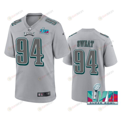 Josh Sweat 94 Philadelphia Eagles Super Bowl LVII Patch Atmosphere Fashion Game Jersey - Gray