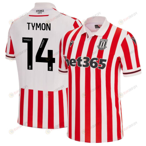 Josh Tymon 14 Stoke City FC 2023/24 Home Men Jersey - White Red