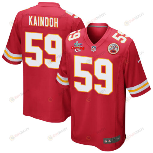 Joshua Kaindoh 59 Kansas City Chiefs Super Bowl LVII Champions 3 Stars Men's Jersey - Red