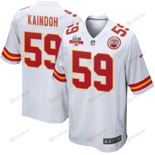 Joshua Kaindoh 59 Kansas City Chiefs Super Bowl LVII Champions 3 Stars Men's Jersey - White