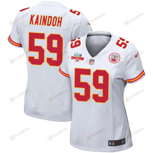 Joshua Kaindoh 59 Kansas City Chiefs Super Bowl LVII Champions 3 Stars WoMen's Jersey - White