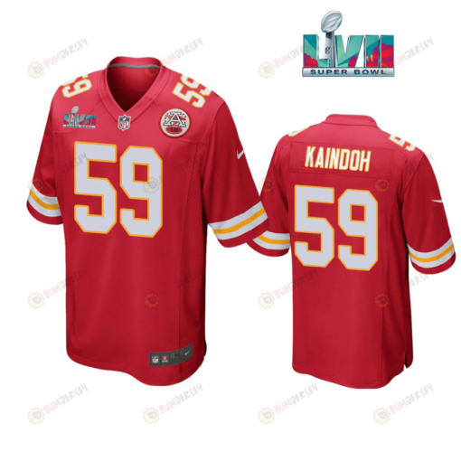 Joshua Kaindoh 59 Kansas City Chiefs Super Bowl LVII Red Men's Jersey