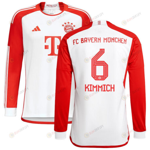 Joshua Kimmich 6 Bayern Munich 2023/24 Home Long Sleeve Men Jersey - White