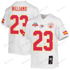 Joshua Williams 23 Kansas City Chiefs Super Bowl LVII Champions 3 Stars Youth Jersey - White