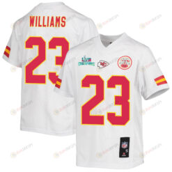 Joshua Williams 23 Kansas City Chiefs Super Bowl LVII Champions Youth Jersey - White