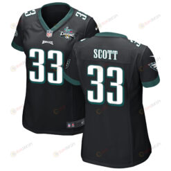 Josiah Scott 33 Philadelphia Eagles Super Bowl LVII Champions 2 Stars WoMen's Jersey - Black