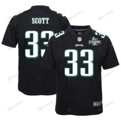 Josiah Scott 33 Philadelphia Eagles Super Bowl LVII Champions 2 Stars Youth Jersey - Black