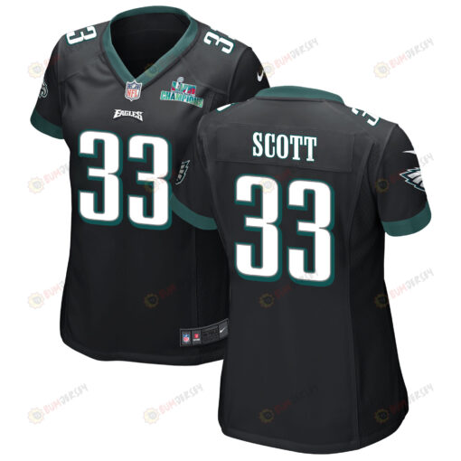 Josiah Scott 33 Philadelphia Eagles Super Bowl LVII Champions WoMen's Jersey - Black