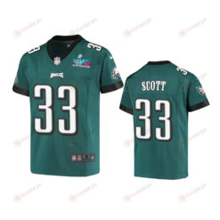 Josiah Scott 33 Philadelphia Eagles Youth Super Bowl LVII Game Jersey - Green