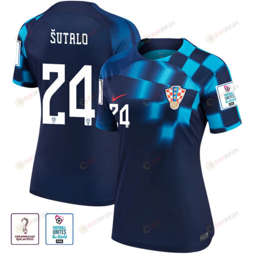 Josip ?utalo 24 Croatia National Team 2022-23 Qatar World Cup Patch Away Women Jersey