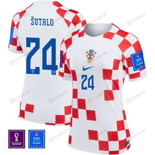 Josip ?utalo 24 Croatia National Team 2022-23 Qatar World Cup Patch Home Women Jersey