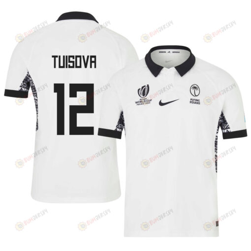 Josua Tuisova 12 Fiji 2023 Rugby World Cup Home Stadium Jersey - White