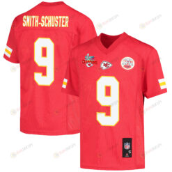 JuJu Smith-Schuster 9 Kansas City Chiefs Super Bowl LVII Champions 3 Stars Youth Jersey - Red