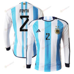 Juan Foyth 2 Argentina 2022-23 Home Men Long Sleeve Jersey National Team World Cup Qatar