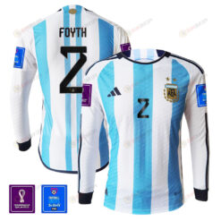 Juan Foyth 2 Argentina 2022-23 Home Men Long Sleeve Jersey National Team World Cup Qatar
