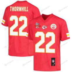 Juan Thornhill 22 Kansas City Chiefs Super Bowl LVII Champions 3 Stars Youth Jersey - Red