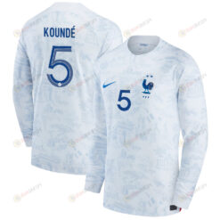 Jules Kound? 5 France National Team 2022-23 Qatar World Cup - Away Men Long Sleeve Jersey