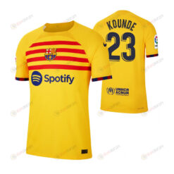 Jules Kounde 23 Barcelona 2022/23 Fourth Breathe Stadium Men Jersey - Yellow