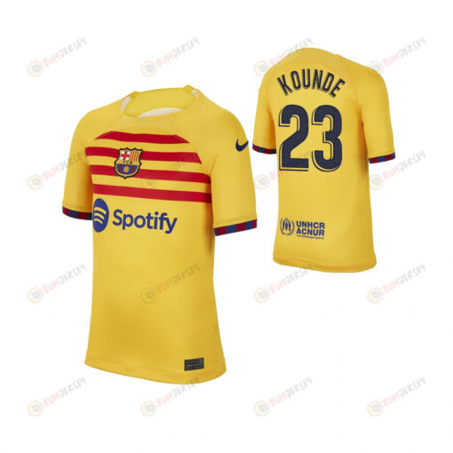 Jules Kounde 23 Barcelona 2022/23 Youth Fourth Jersey - Yellow