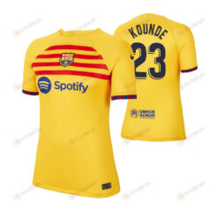 Jules Kounde 23 Barcelona 2023 Fourth Women's Yellow Jersey