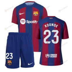 Jules Kounde 23 Barcelona 2023/24 Home Kit Men Jersey - Blue/Scarlet