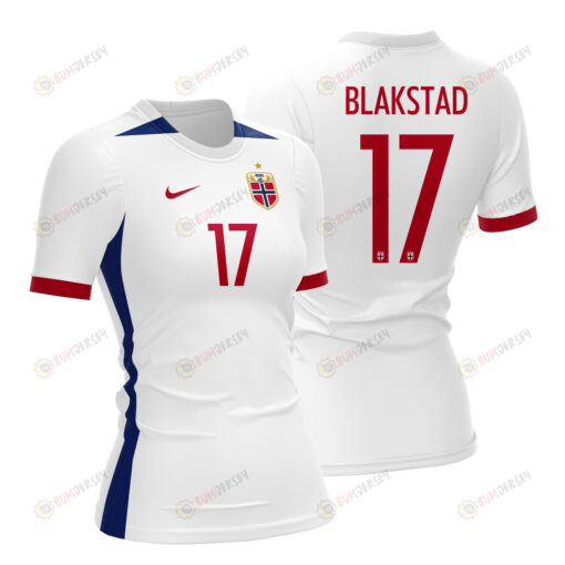 Julie Blakstad 17 Norway 2023 Women Away Jersey - White - All Over Printed Jersey