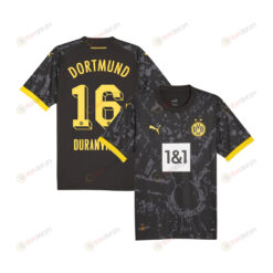 Julien Duranville 16 Borussia Dortmund 2023-24 Away YOUTH Jersey - Black