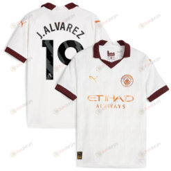 Juli?n ?lvarez 19 Manchester City 2023/24 Away YOUTH Jersey - White