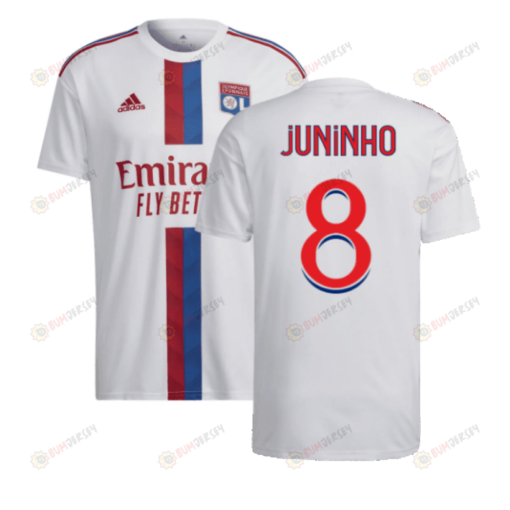 Juninho 8 Olympique Lyon 2022-2023 Home Men Jersey - White