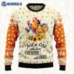 Just A Girl Who Loves Chickens And Dogs Ugly Sweaters For Men Women Unisex