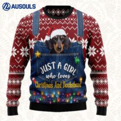 Just A Girl Who Loves Christmas And Dachshund Ugly Sweaters For Men Women Unisex