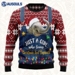 Just A Girl Who Loves Christmas And Elephants Ugly Sweaters For Men Women Unisex