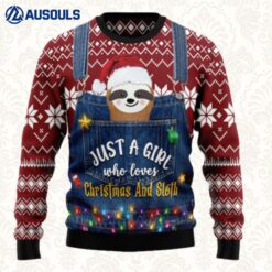 Just A Girl Who Loves Christmas And Sloth Ugly Sweaters For Men Women Unisex