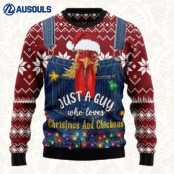Just A Guy Who Loves Christmas And Chickens Ugly Sweaters For Men Women Unisex