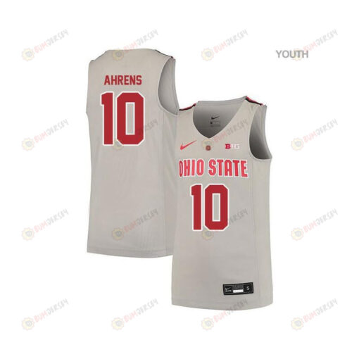 Justin Ahrens 10 Ohio State Buckeyes Elite Basketball Youth Jersey - Gray