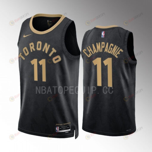 Justin Champagnie 11 2022-23 Toronto Raptors Black City Edition Jersey Swingman