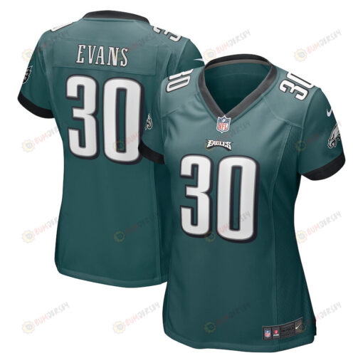 Justin Evans 30 Philadelphia Eagles Game Women Jersey - Midnight Green